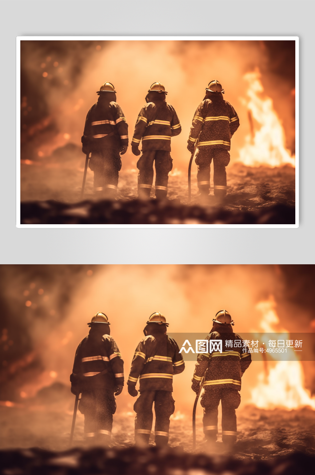 AI数字艺术清晰消防员救火背影图片模板下载-编号4965501-众图网