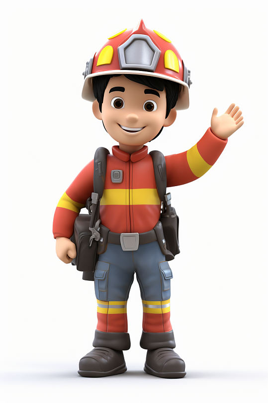 AI数字艺术卡通劳动节消防员人物模型