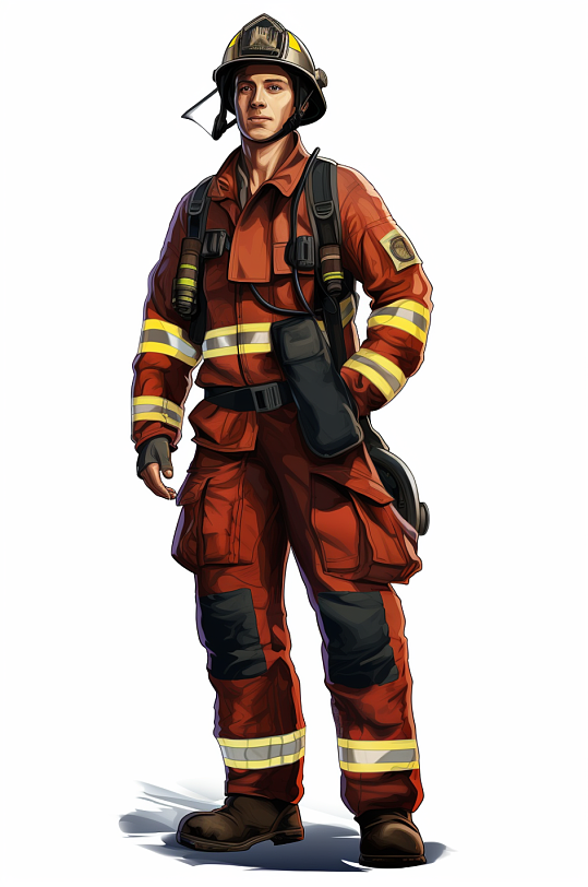AI数字艺术卡通消防员人物插画-众图网