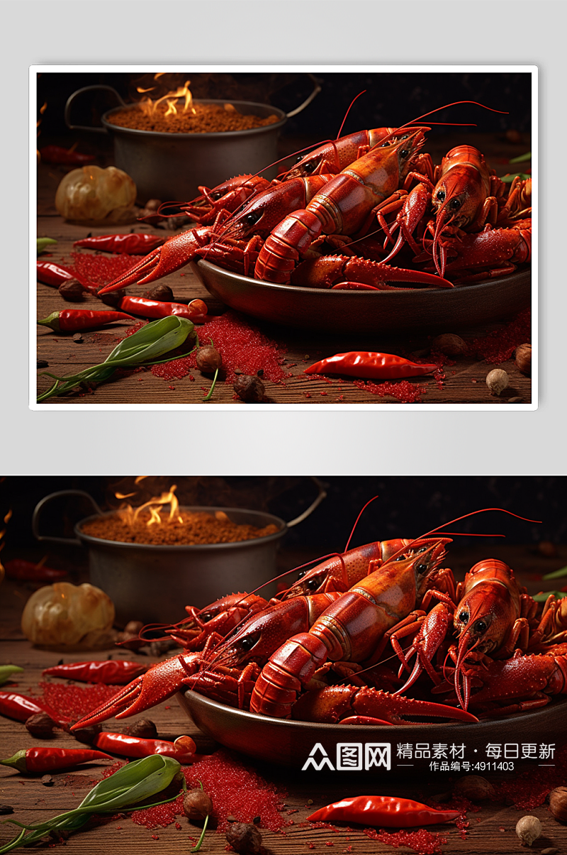 AI数字艺术高清美味麻辣小龙虾美食图片素材