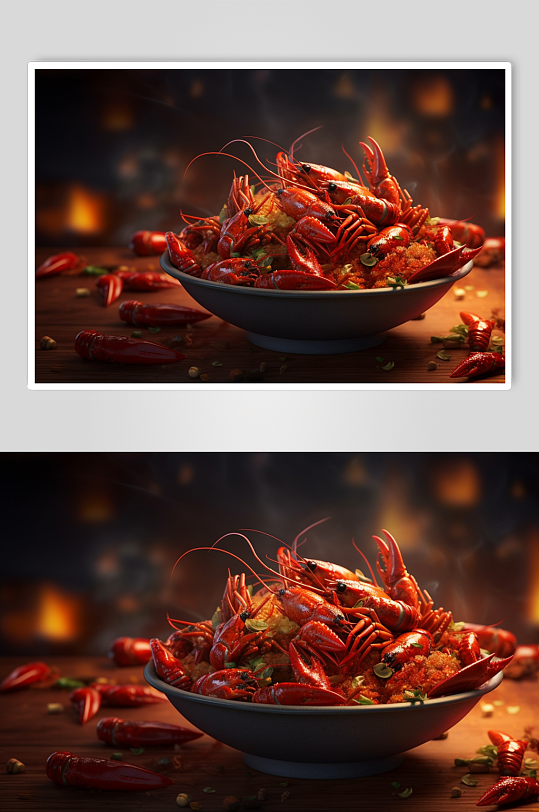 AI数字艺术高清美味麻辣小龙虾美食图片