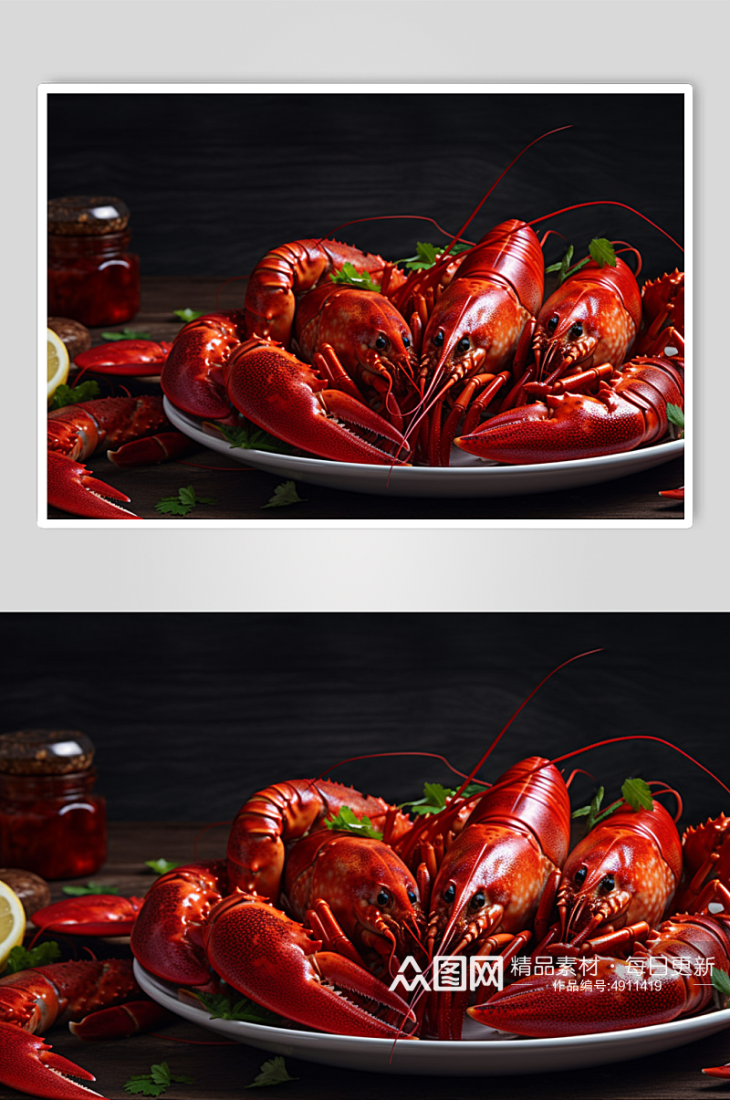 AI数字艺术海鲜美味麻辣小龙虾美食图片素材