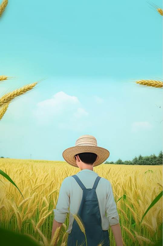 AI数字艺术农民二十四节气小满插画-众图网