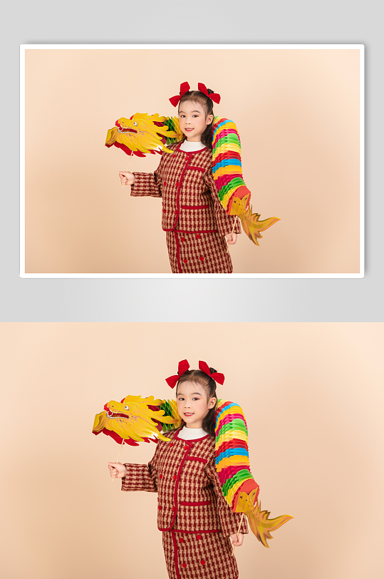 棉袄舞龙龙年新年小朋友人物摄影图片-众图网