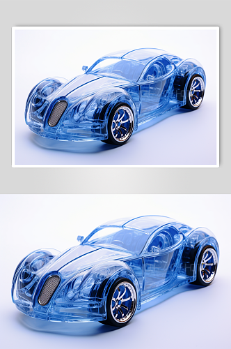 AI数字艺术创意玻璃质感玩具小汽车模型