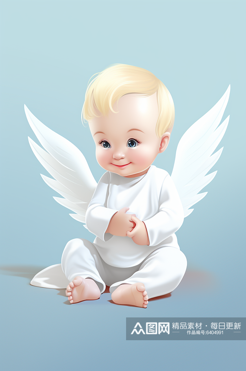 AI数字艺术小天使儿童宝贝插画素材