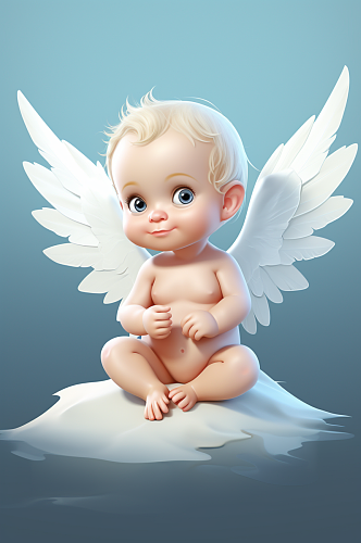 AI数字艺术小天使儿童宝贝插画