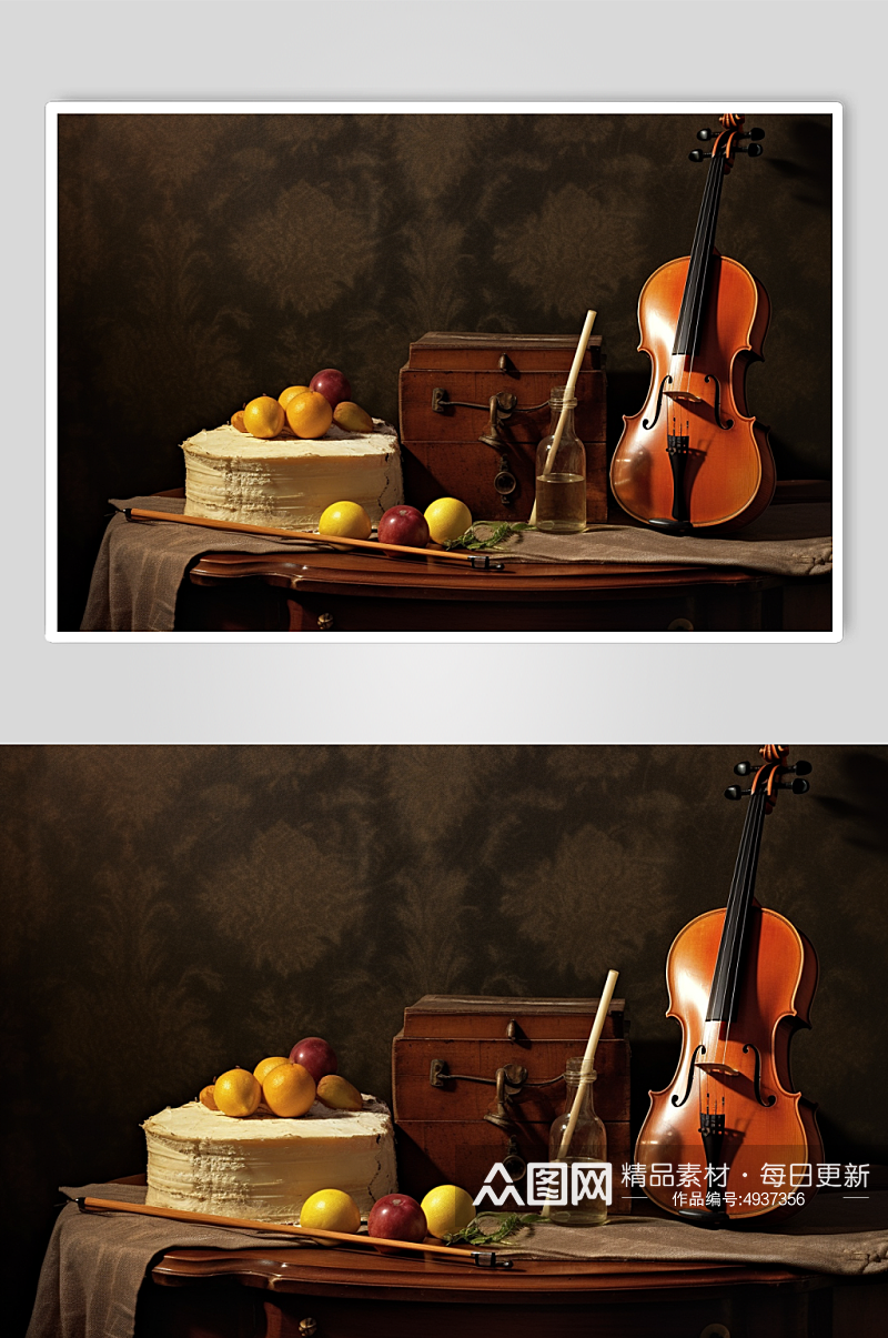 AI数字艺术简约小提琴乐器摄影图片素材