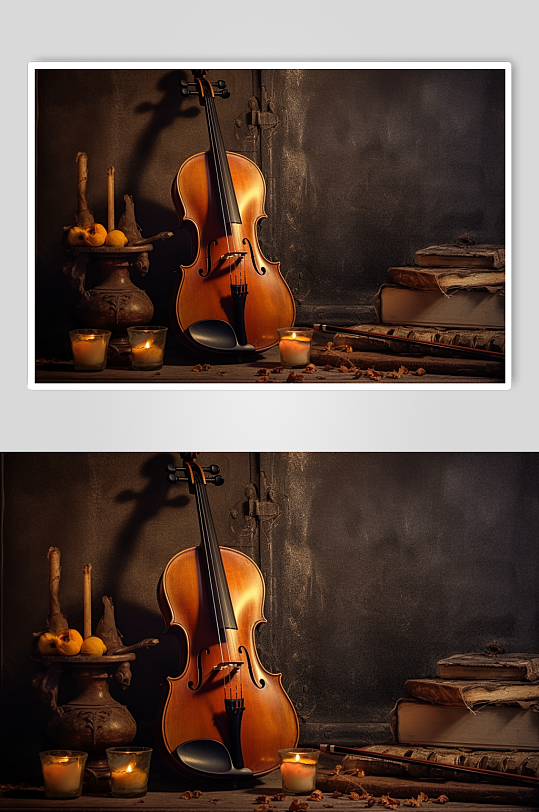 AI数字艺术简约小提琴乐器摄影图片-众图网