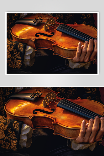 AI数字艺术简约小提琴乐器摄影图片