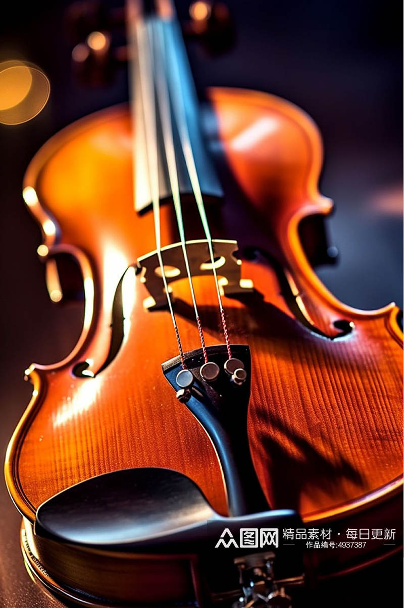 AI数字艺术高清小提琴乐器摄影图片素材