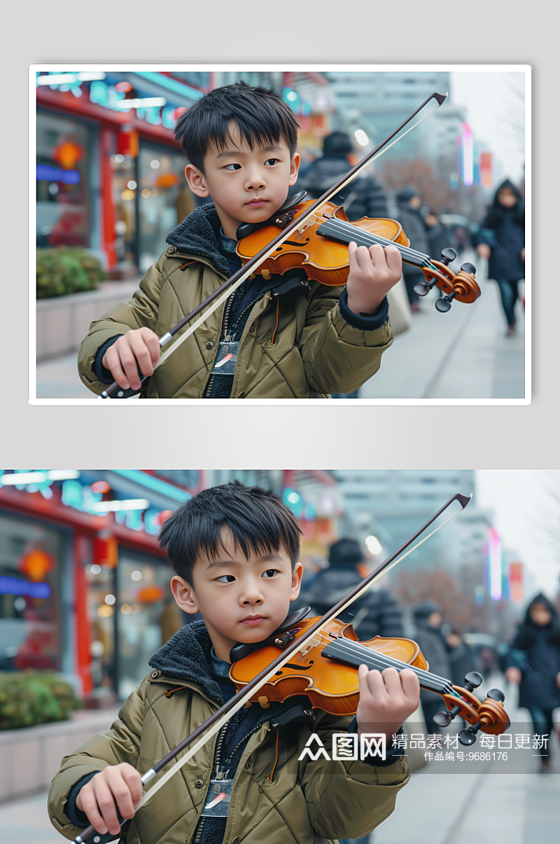数字艺术小提琴乐器培训肖像人物摄影图素材