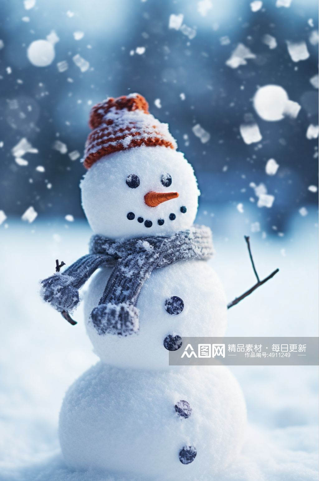 AI数字艺术雪人二十四节气小雪摄影图片素材