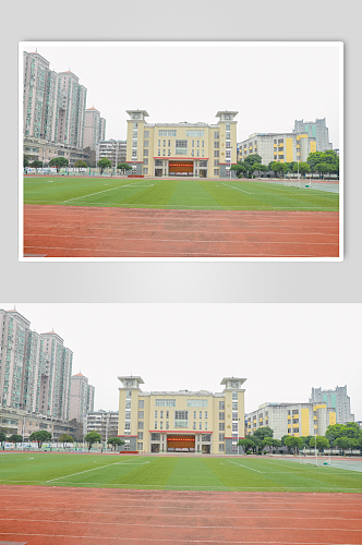 跑道校园建筑风景摄影图