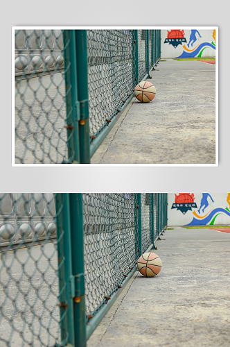 篮球场校园建筑风景摄影图