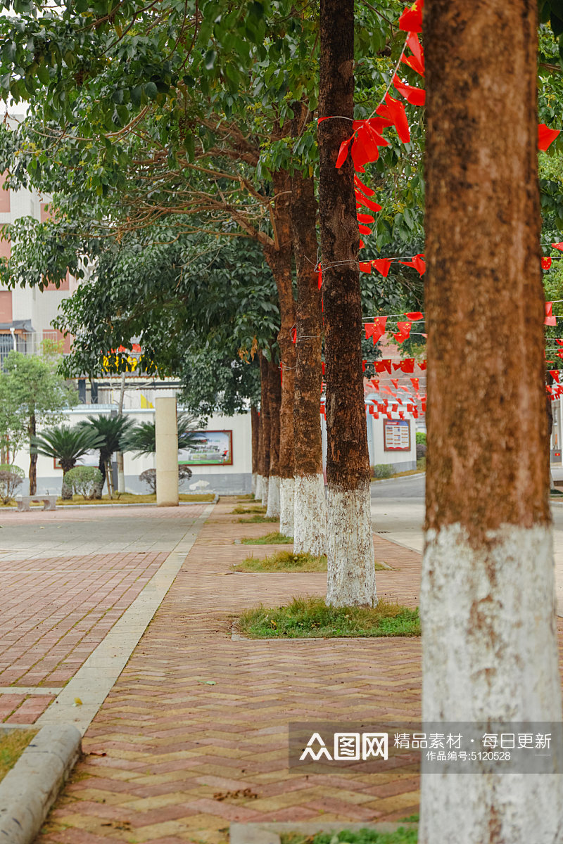 校园绿化校园建筑风景摄影图素材