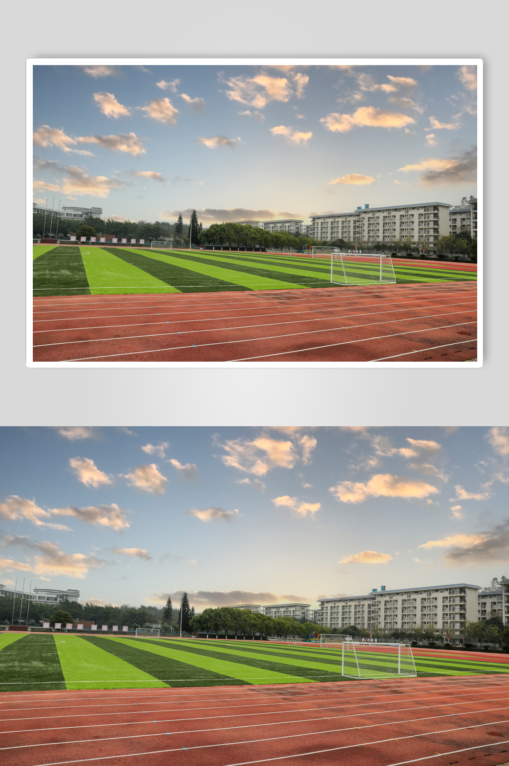 青春校园场景大学绿茵红色跑道摄影图片素材