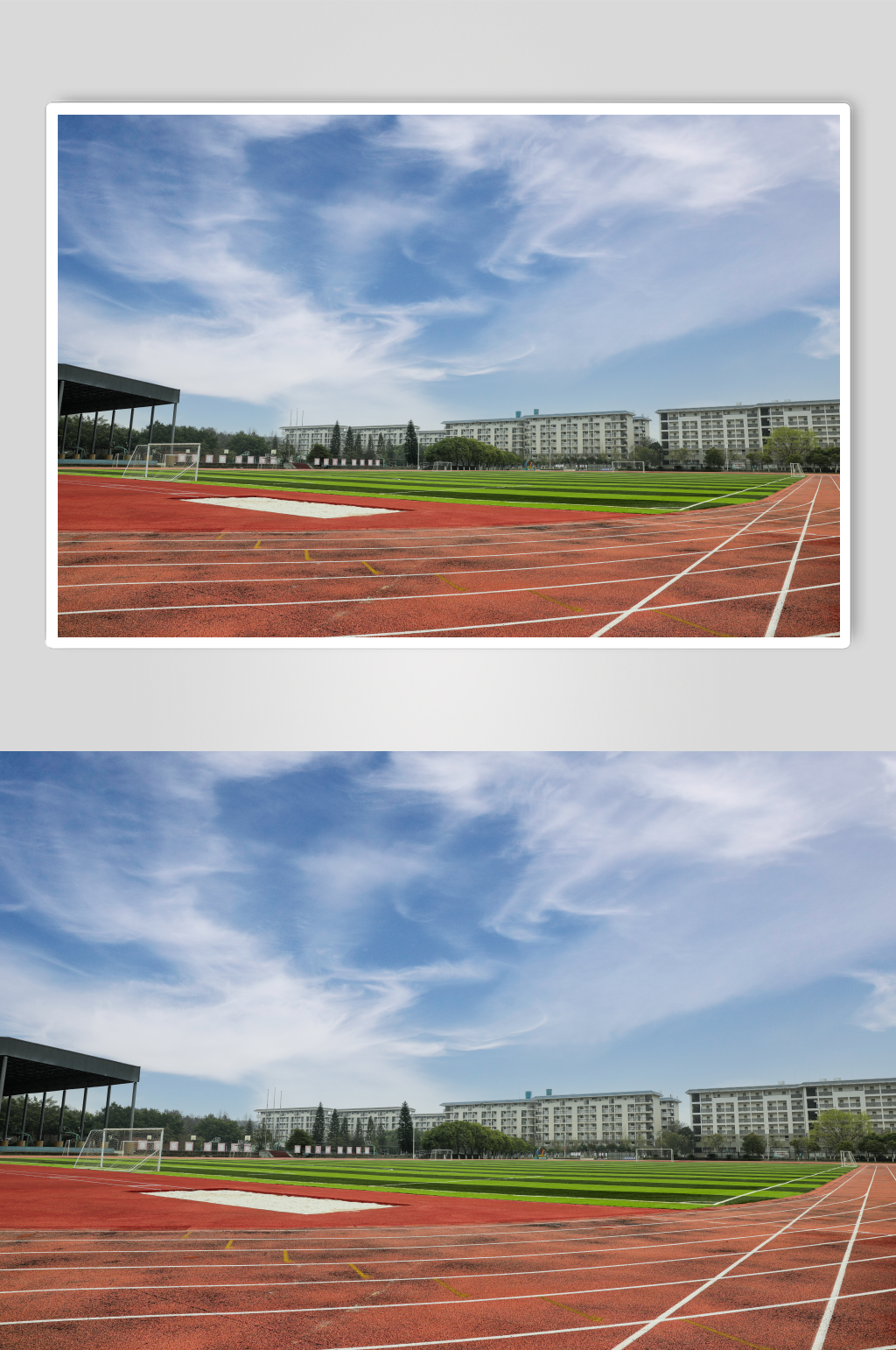 青春校园场景大学绿茵红色跑道摄影图片素材