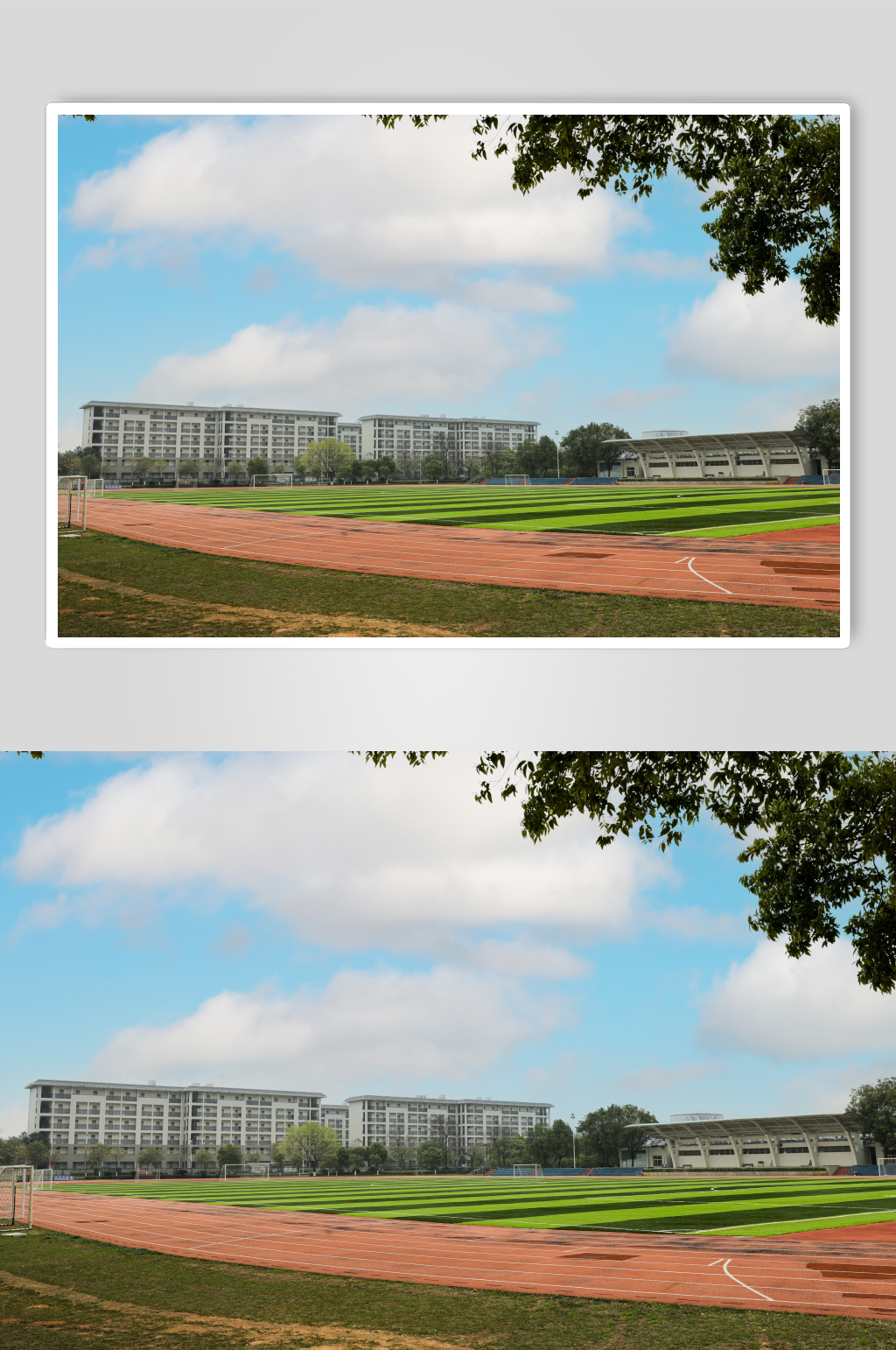 青春校园场景大学红色跑道摄影图片素材