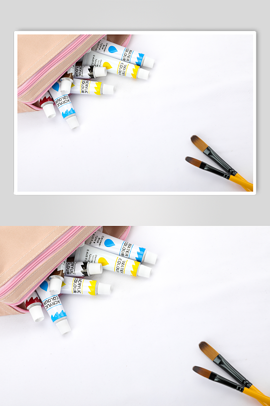 简洁水粉画笔校园物品摄影图片-众图网