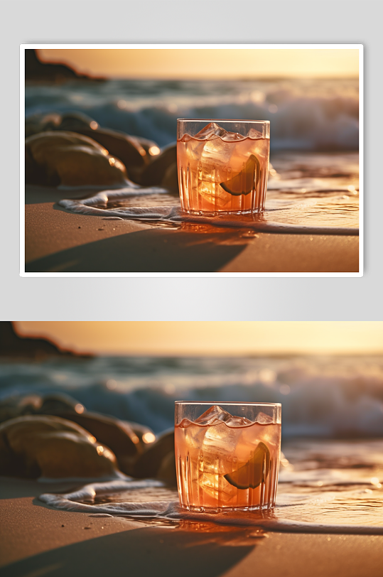 AI数字艺术夏季清凉饮料夏日海边摄影图片