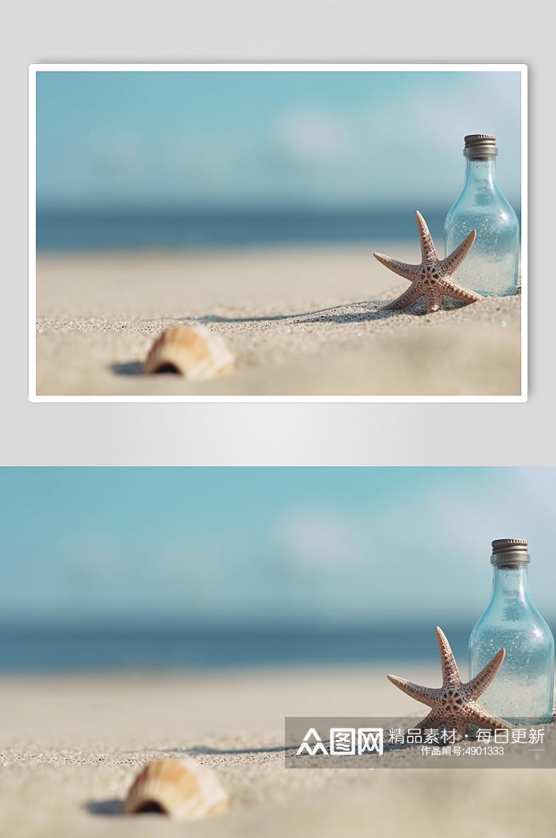 AI数字艺术简约海星夏季夏日海边摄影图片素材