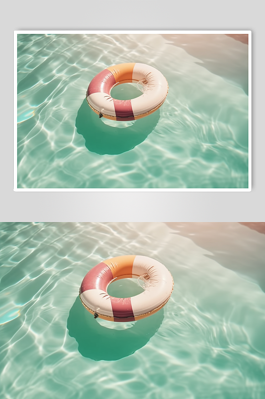 AI数字艺术简约泳圈夏季夏日海边摄影图片