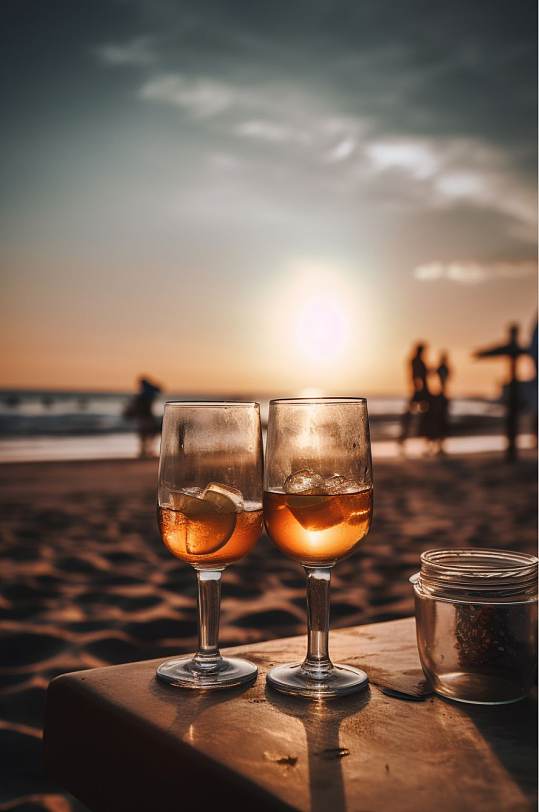 AI数字艺术夏日清凉饮料夏季夏日海边摄影图片