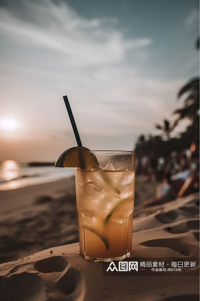 AI数字艺术夏日清凉饮料夏季夏日海边摄影图片素材