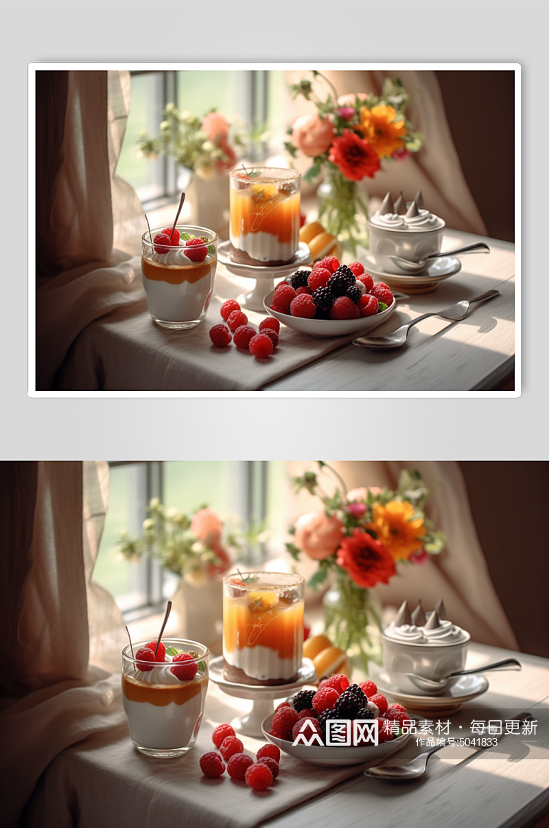 AI数字艺术美味下午茶摄影图片素材