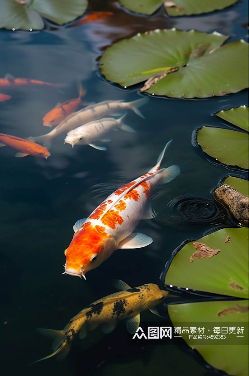 AI数字艺术锦鲤二十四节气夏至摄影图素材