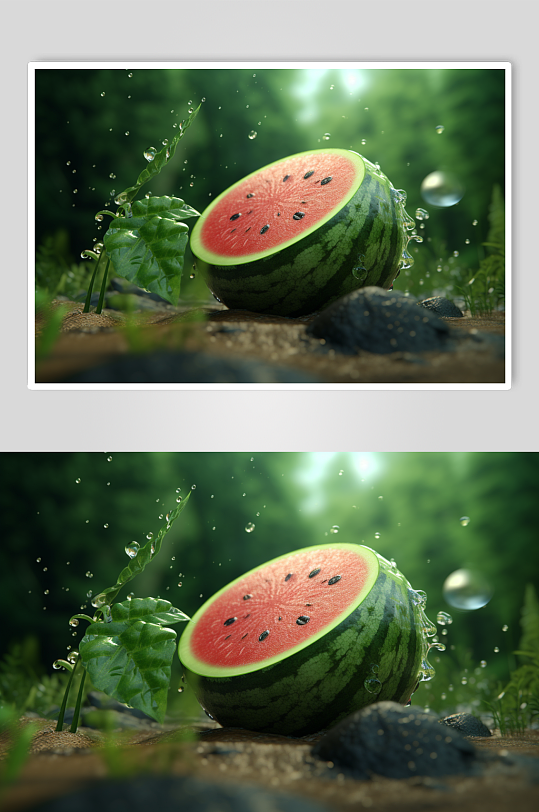 AI数字艺术简约西瓜水果摄影图片-众图网