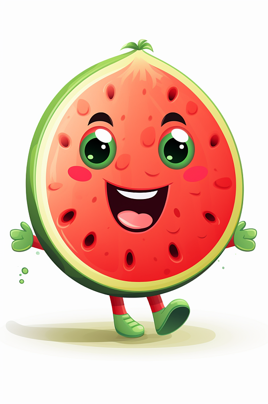 AI数字艺术拟人卡通IP西瓜水果插画-众图网