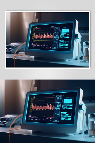 AI数字艺术高清心电图机医疗仪器摄影图片