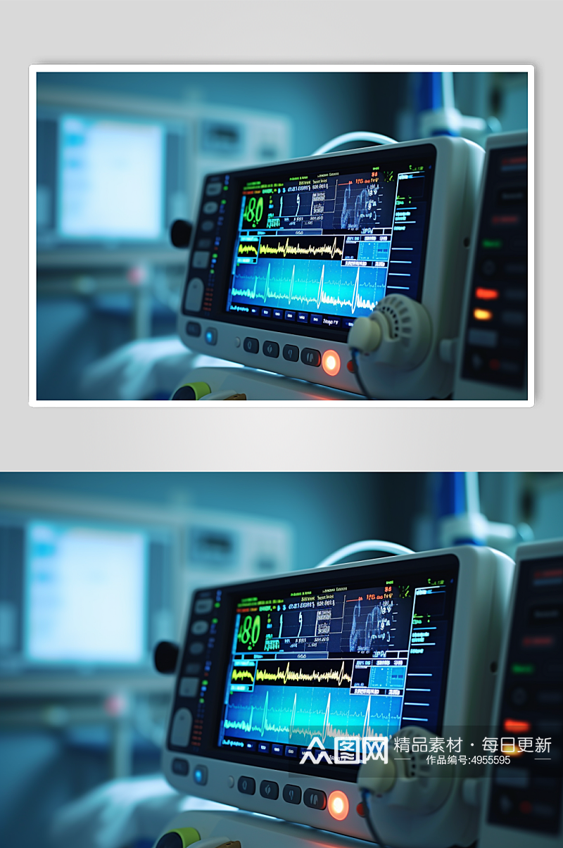 AI数字艺术高清心电图机医疗仪器摄影图片素材