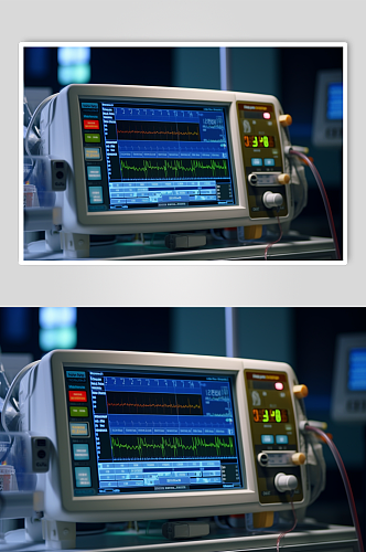 AI数字艺术极简心电图机医疗仪器摄影图片