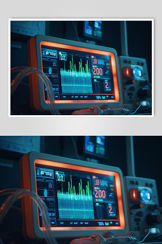 AI数字艺术极简心电图机医疗仪器摄影图片