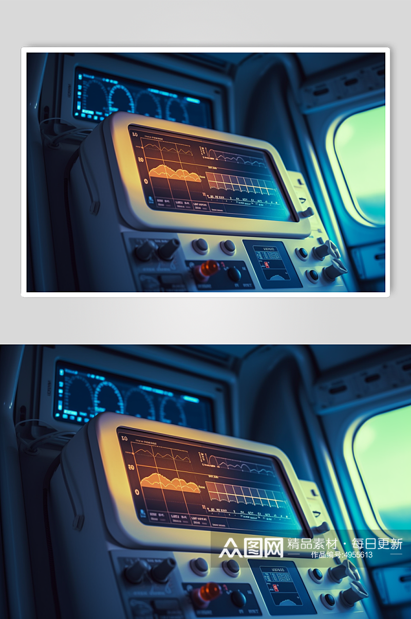AI数字艺术极简心电图机医疗仪器摄影图片素材