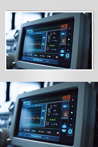 AI数字艺术清晰心电图机医疗仪器摄影图片
