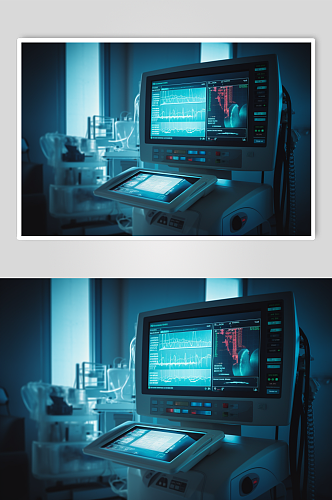 AI数字艺术清晰心电图机医疗仪器摄影图片