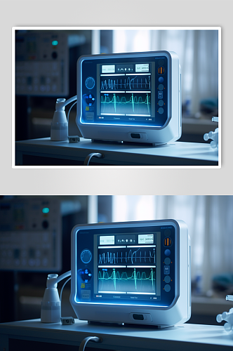 AI数字艺术清晰心电图机医疗仪器摄影图片