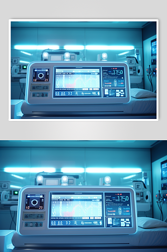 AI数字艺术清晰心电图机医疗仪器摄影图片