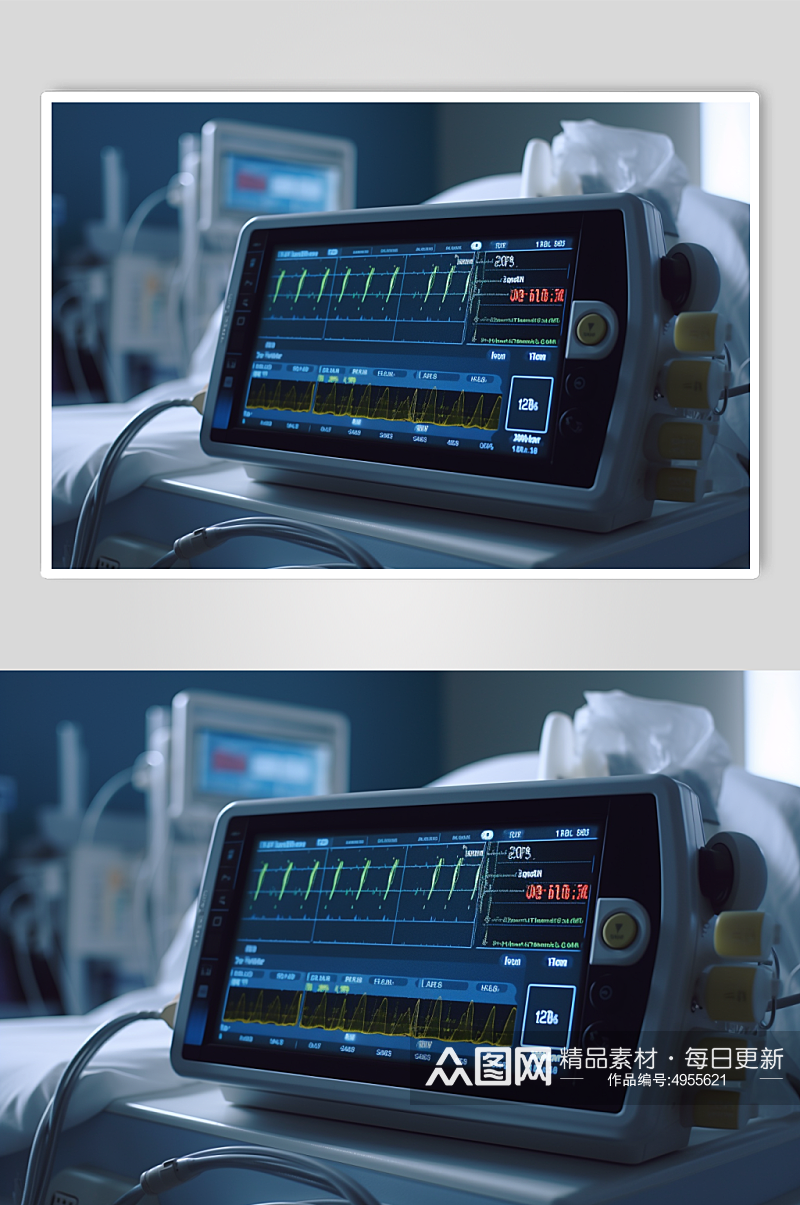 AI数字艺术清晰心电图机医疗仪器摄影图片素材