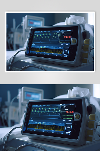 AI数字艺术清晰心电图机医疗仪器摄影图片