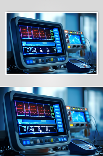 AI数字艺术清晰心电图机医疗仪器摄影图片