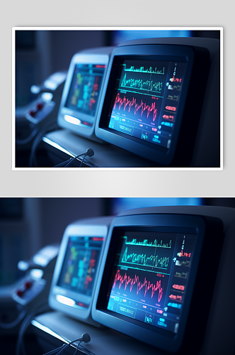 AI数字艺术清晰心电图机医疗仪器摄影图片