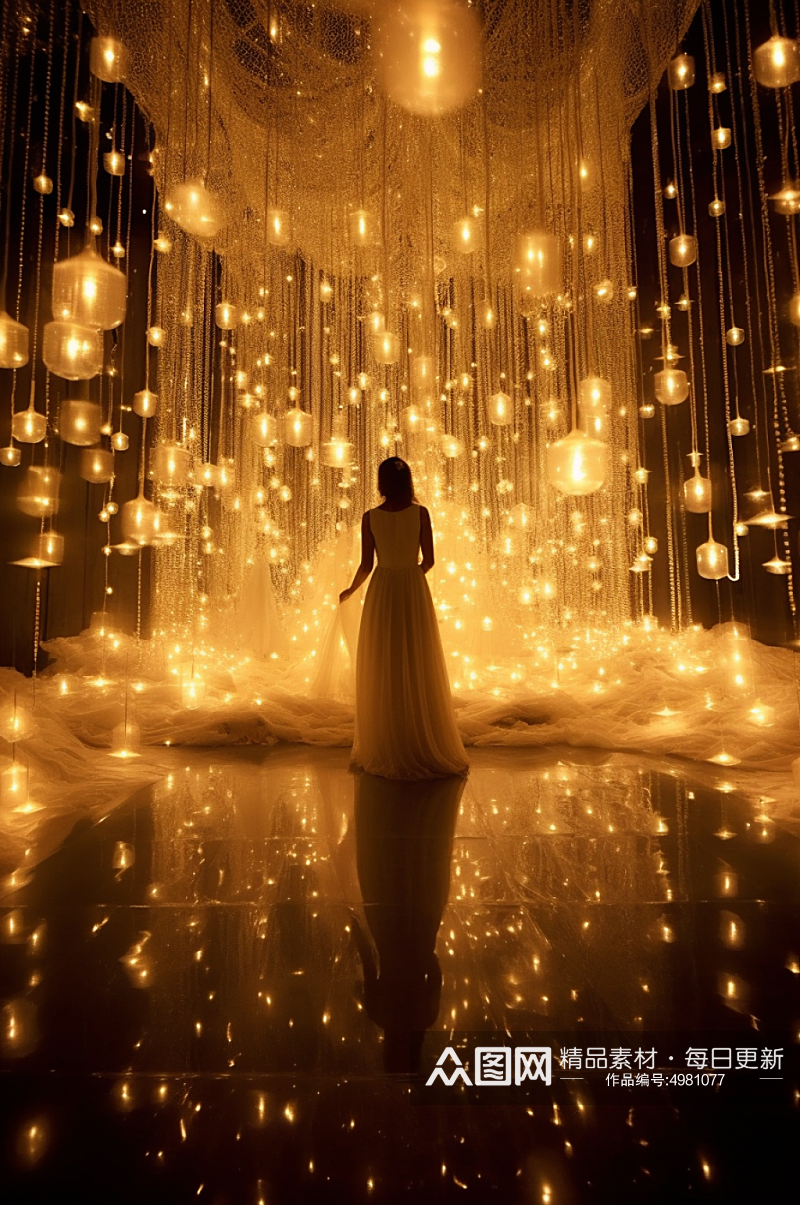 AI数字艺术室内星空梦幻婚礼活动摄影图片素材