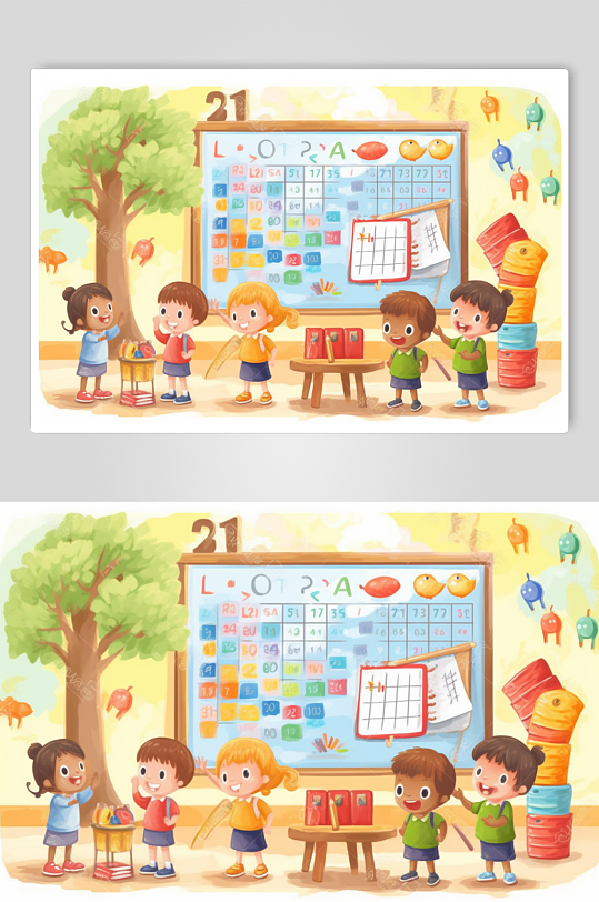 AI数字艺术创意小朋友兴趣班培训插画-众图网