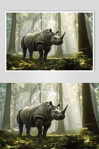 AI数字艺术高清犀牛野生动物摄影图片