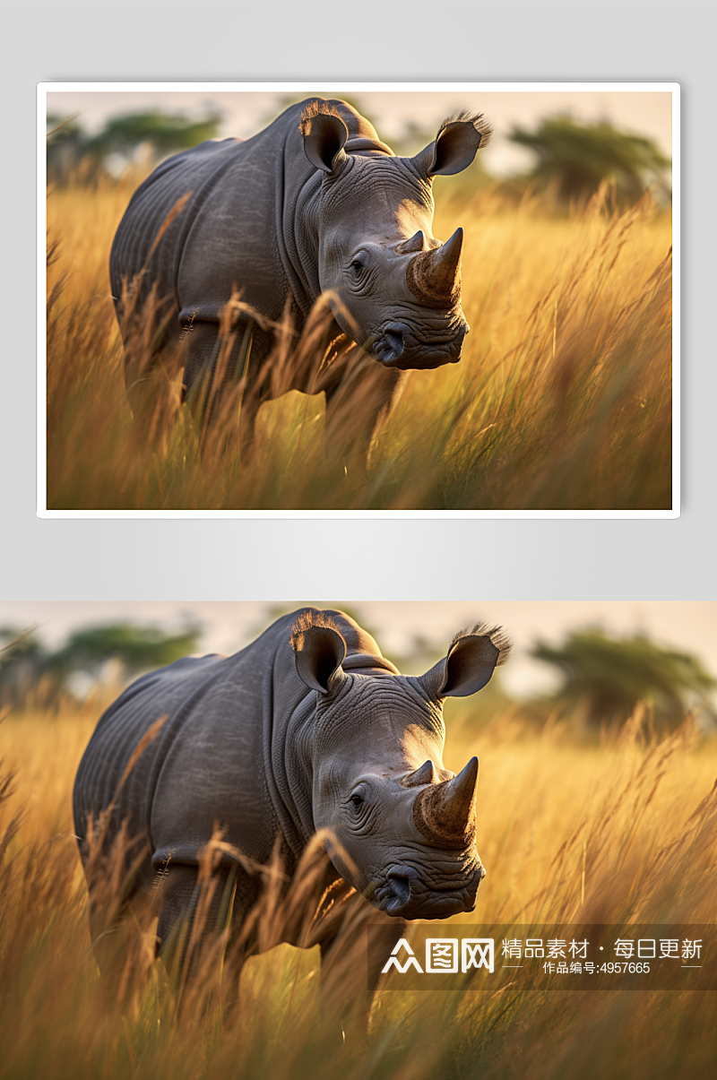AI数字艺术高清犀牛野生动物摄影图片素材